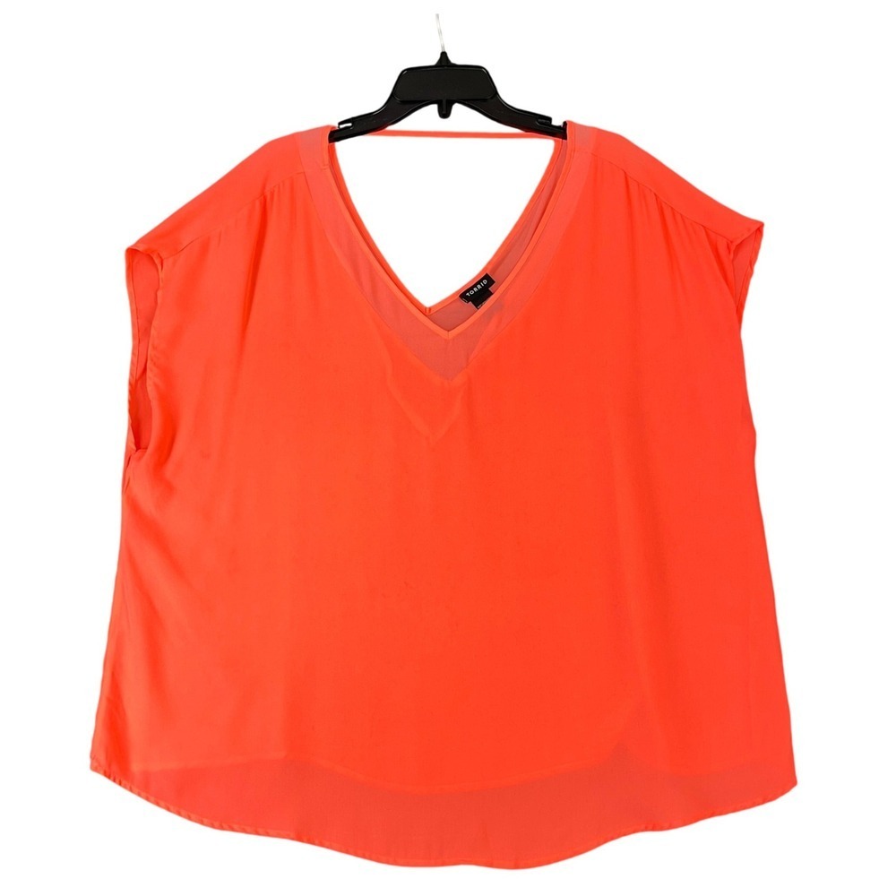Torrid Blouse Womens 2X Sheer V Neck Flowing Boho Minimalist Resort‎ Chicwear